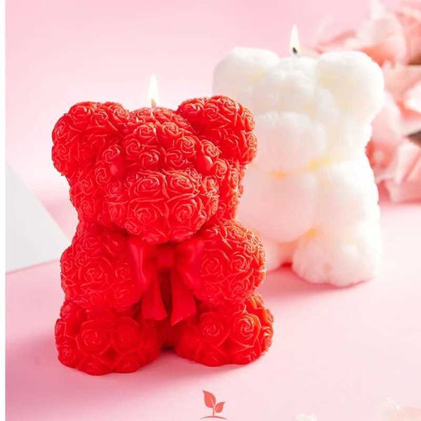 Candles Cartoon Bear Aromatherapy Candle Rose Aromatherapy Diffuser Plant Extract Essential Oil Home Decoration Durable perfume Wedding Gift