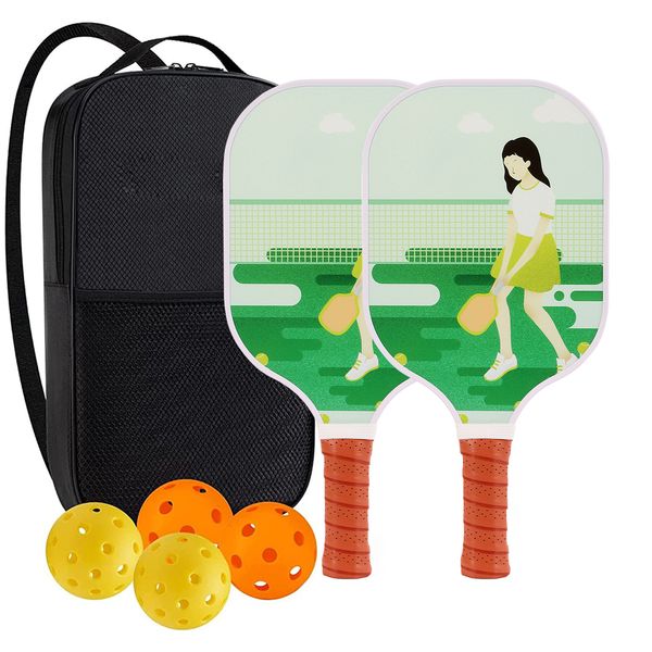 High-Performance Fiberglass Pickleball Paddle for Competitive Outdoors Games 2 Paddle & 4 ball & 1 bag 9984