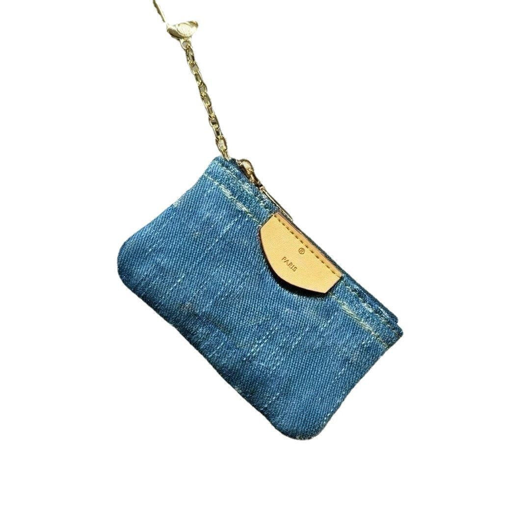 Brand Mini Denim Wallets Card Bag Card Holders Small Coin Purse Hanging Chain Decoration Bag