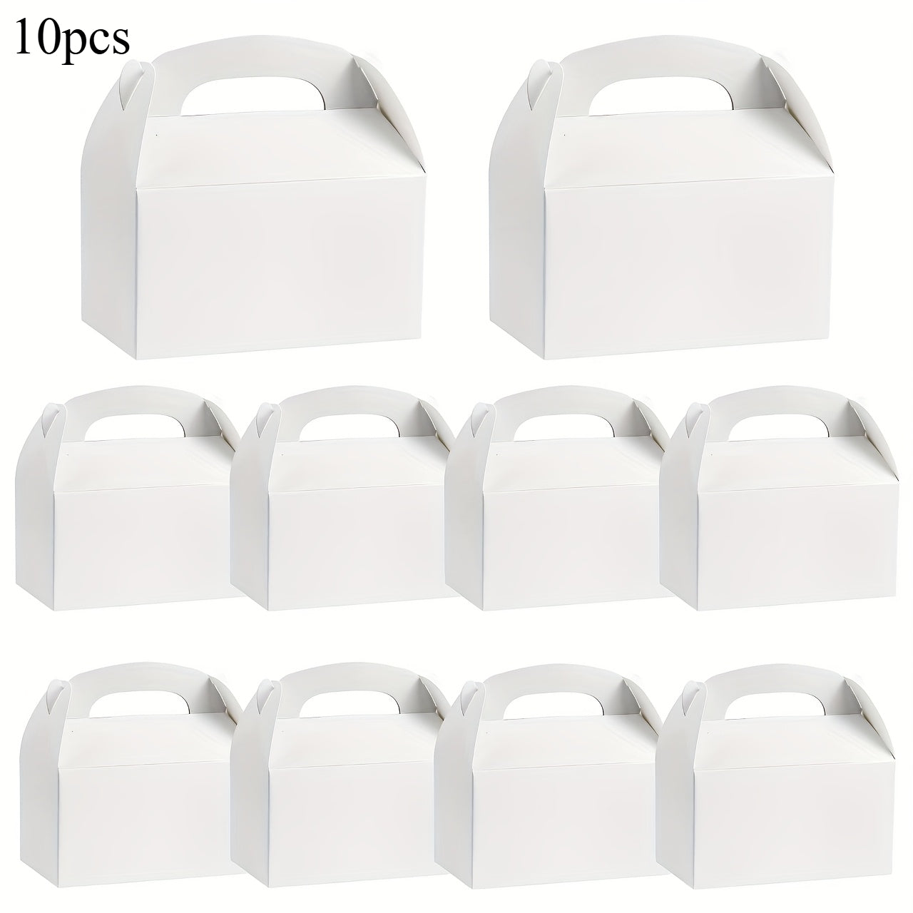 TEMU 10pcs Elegant White Party Favor Boxes With Handles - Durable Paper Gift Boxes For Weddings, Birthdays, Graduations & More - Candy, Chocolates,