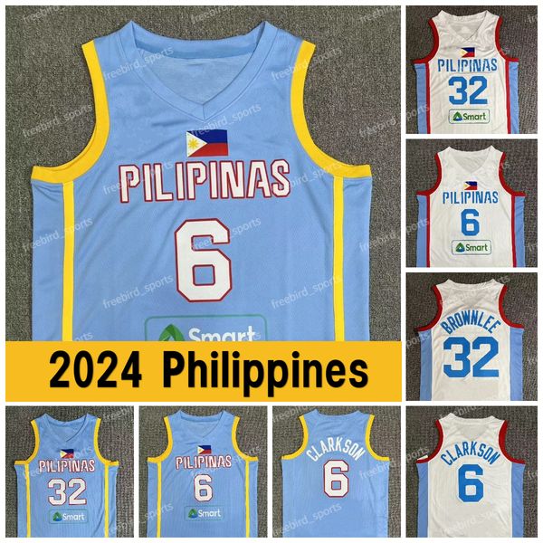 24 Team Pilipinas Team Blue Basketball Jerseys Justin Brownlee Clarkson Philippines Jersey Shirts 2024 Summer Paris 6 32