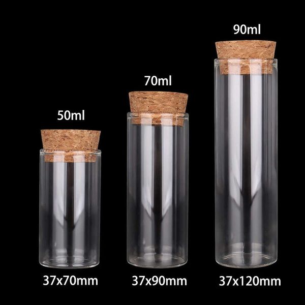 24 Pieces 50Ml-70Ml-90Ml Transparent Test Tubes With Cork Stopper Glass Storage Bottles For Weding Favors 3 Sizes U-Pick