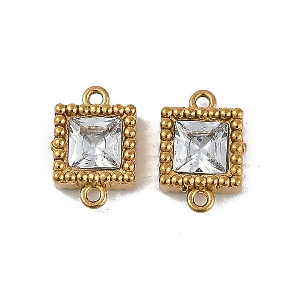 Placcatura ionica (ip) 304 acciaio inossidabile zirconia cubica maglie quadrate connettori charms