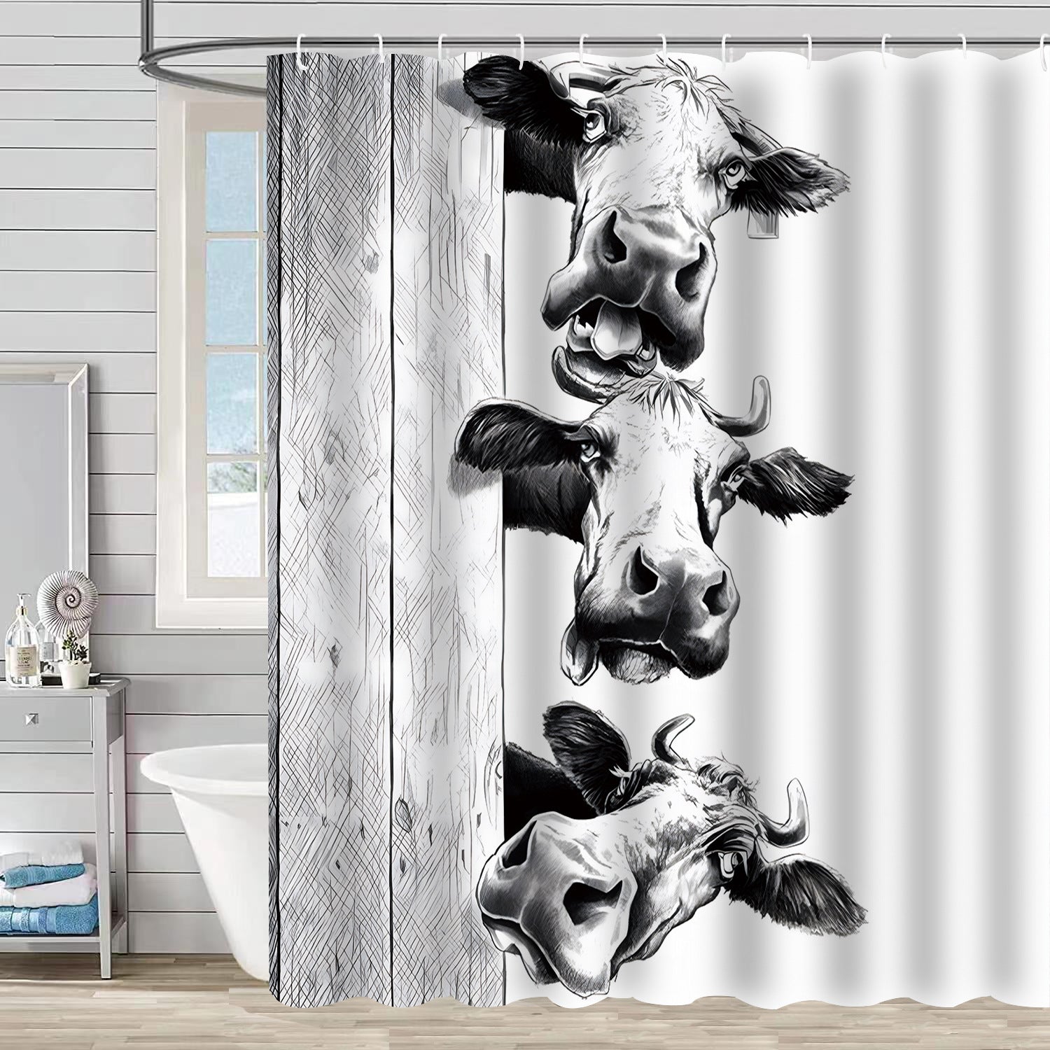 YL-37513 Hot selling digital printed shower curtain animal waterproof, mildew-proof and moisture-proof bathroom dry and wet separation curtain