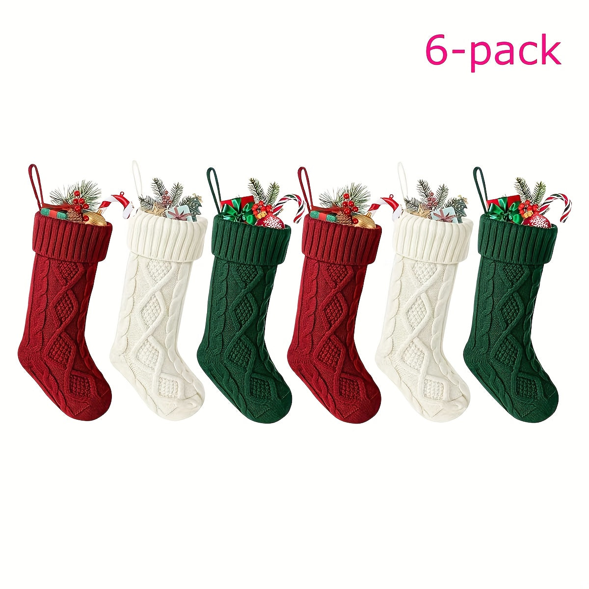 TEMU A Set Of 6 Multicolored 17.7" Christmas Gift Stockings. Festive Stockings Can Serve As Candy Bags For The . The Set Includes 6 Wish Tags And 1pc