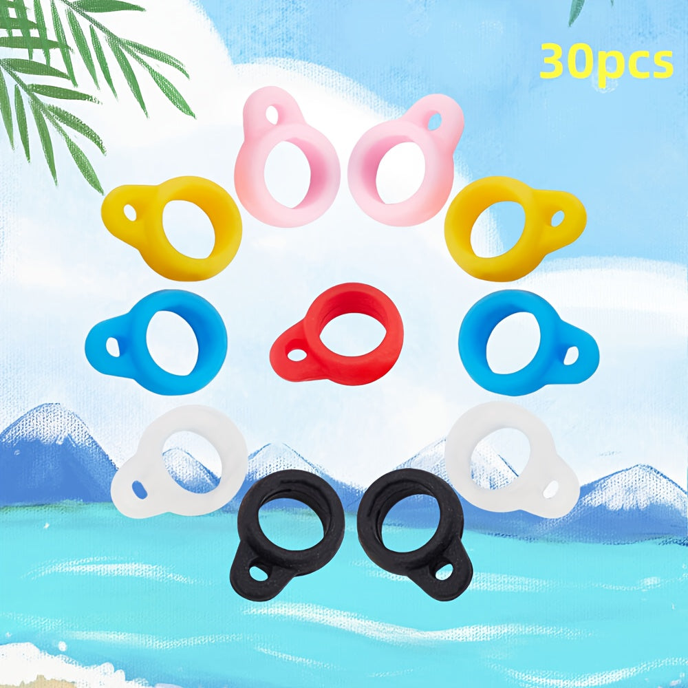 TEMU 30pcs Silicone Pen Anti-loss Lanyard Rings, 6 Color Assorted Durable Silicone Adjustable Neck Strap Clips For Pens Pencils Keys Jewelry