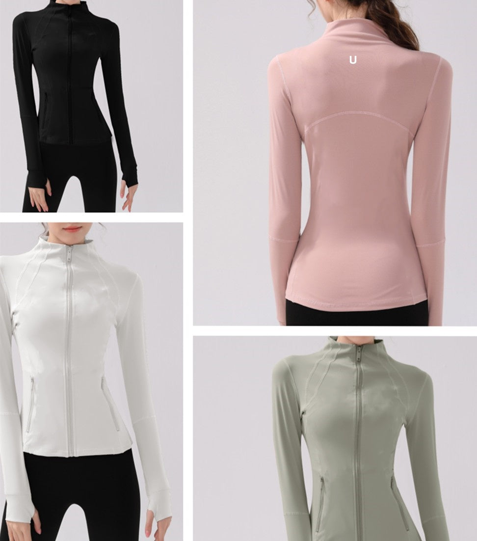 UU-1839 Women Autumn and Winter New Yoga Jacket Stand Collar Long Sleeve Jacket Sports Running Fitness Jacket