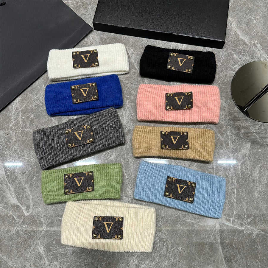 Luxury Designer Hand Wool Knitting Headbands HairBands for Womens Triangle Letter Headband Elastic Yoga Sports Fitness HeadWrap HairJewelry