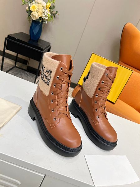 Women&#039;s Laurel Crown platform boots stylish swing boots plush leather designer flat ranger boots size 35-41 0908