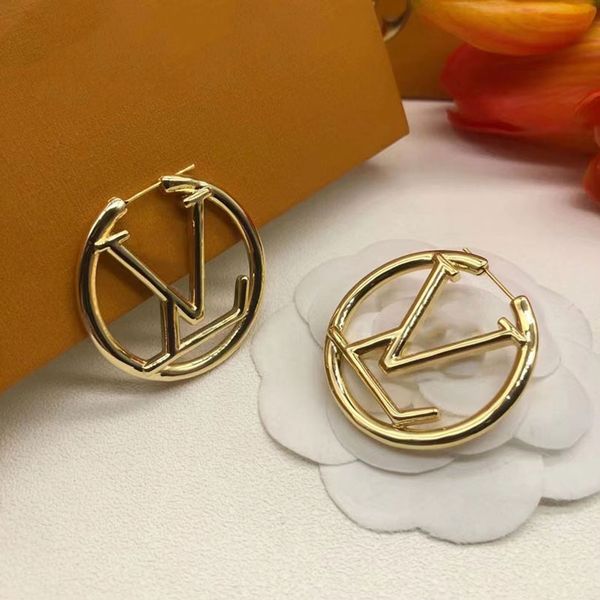 V L Earrings hoops hoop earrings Designer earrings Stud earrings gold earing Big Circle Classic accessories designer jewelry Boucles doreill