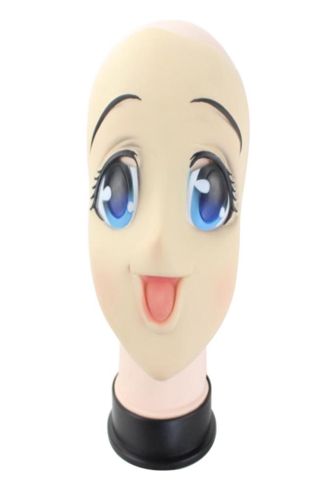 Big Eyes Girl Full Face Latex Mask Half Head Kigurumi Mask cartoon Cosplay Japanese Anime Role Lolita Mask Crossdress Doll4760122