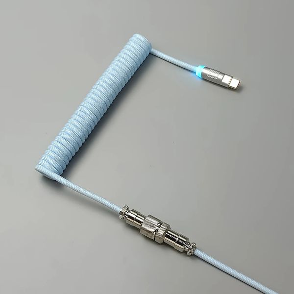 Camera Cables Cords Connectors Type c To USB Connector 2 in 1 Coiled Data Cable Rgb Colorful Lights Air Plug for nical Keyboard 231216