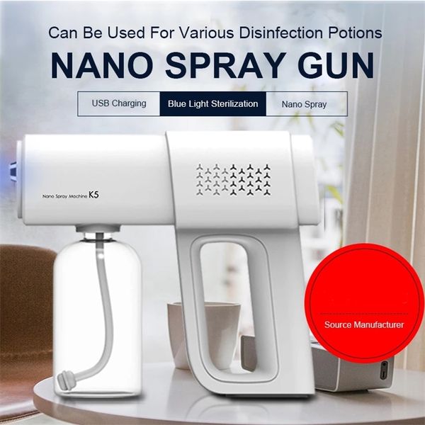 Watering Equipments 380ML Electric Nano Blue Light Steam Spray K5 Wireless Fogging Disinfection Sprayer Gun Type-C Atomization Sanitizer Mac