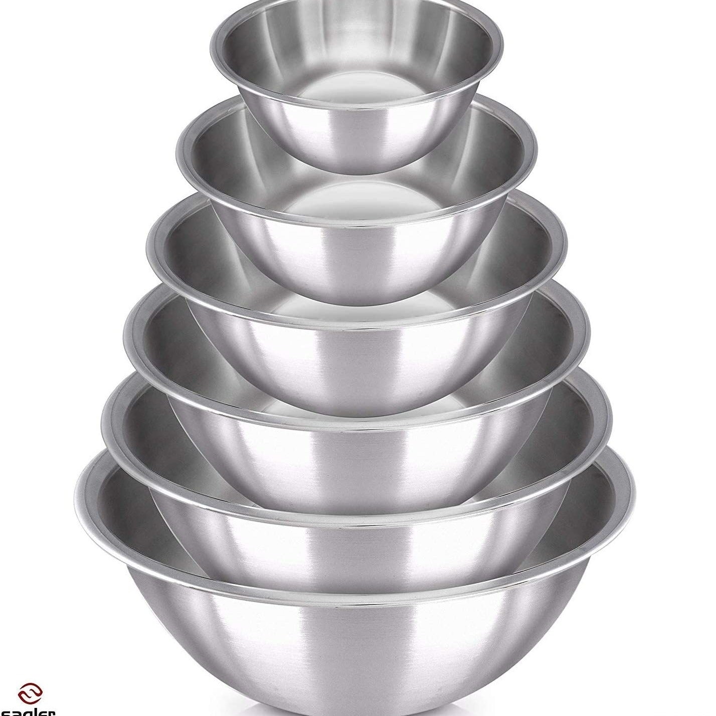 TEMU Mixing Bowl Set Of 6 - Stainless Steel - Polished Mirror Kitchen Bowls - Set Includes 3-4, 2, 3.5, 5, 6, 8 Quart - Ideal For Cooking & Serving -