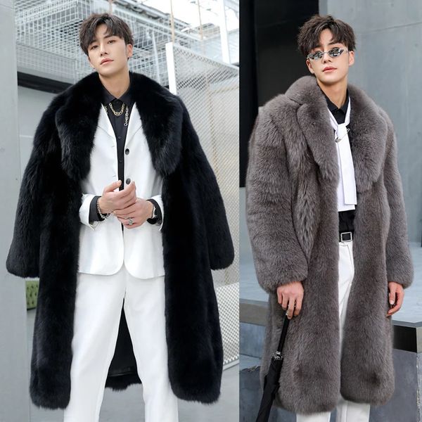 Mens Faux Fur Coat Winter Thicken Fluffy Long Sleeve Warm Outerwear Bontjas Jackets Windbreaker 250110