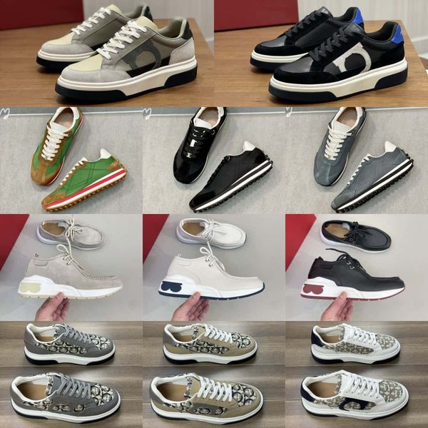 ferragomo designer shoes for mens womens low platform sneakers stase black camo bule grey red suede shark trainers camouflage skateboarding