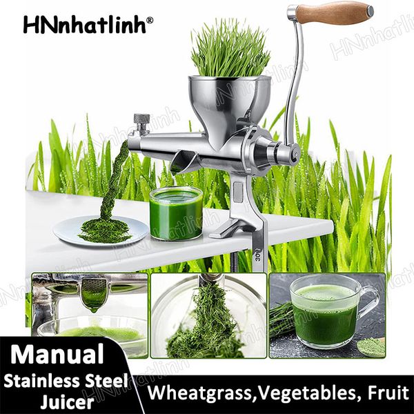 304 Stainless Steel Wheatgrass Juicer Hand-cranked Desktop Stainless Steel Fruit Wheat Grass Vegetable Orange Juice Press Extractor