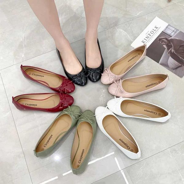 Dress Dancers Round Toe Bow Smooth Ballet Lazy Moccasins Womens Casual Flat Shoes 2023 J240615