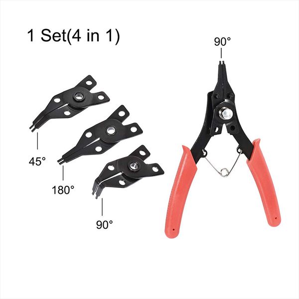 FOGOMOVE 4-In-1 Circlip Pliers Set Snap Ring Pliers Multi Crimp Removable Plier Head Retaining Circlip Pliers Hand Tools Multifunctional