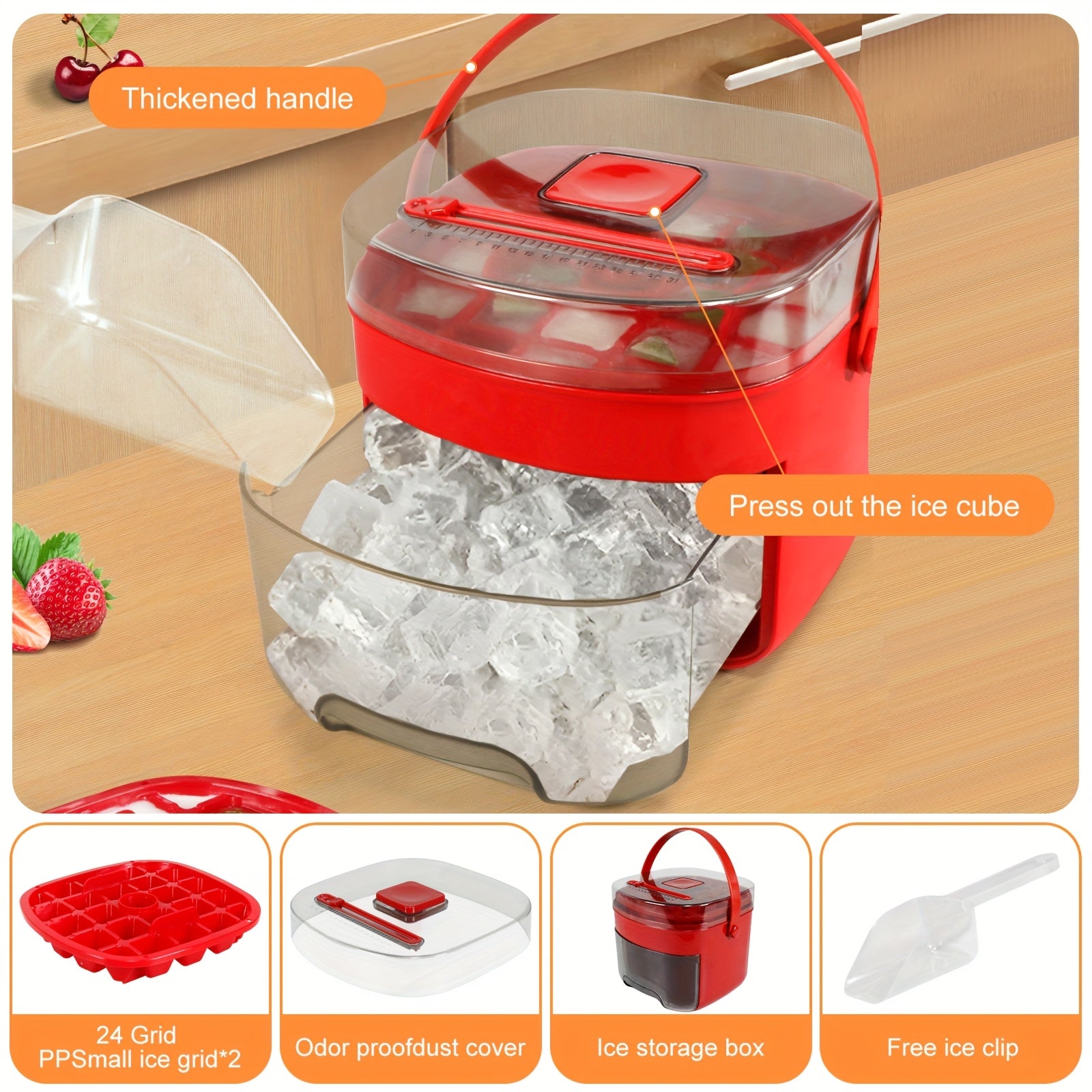 TEMU 48 Grid Ultra Large Capacity Ice Maker - Double-layer Press Type Ice Cube Mold, Food Grade Plastic Refrigerator Storage Tray, Suitable For