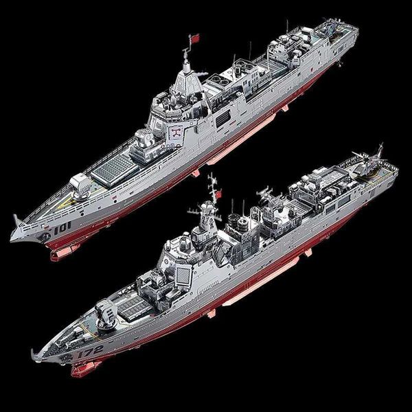 3D Puzzles MMZ MODEL IRON STAR 3D Metal Puzzle 055 Destroyer 052D Guided Misslle Destroyer DIY Laser Cutting Jigsaw Toys for Adult Children