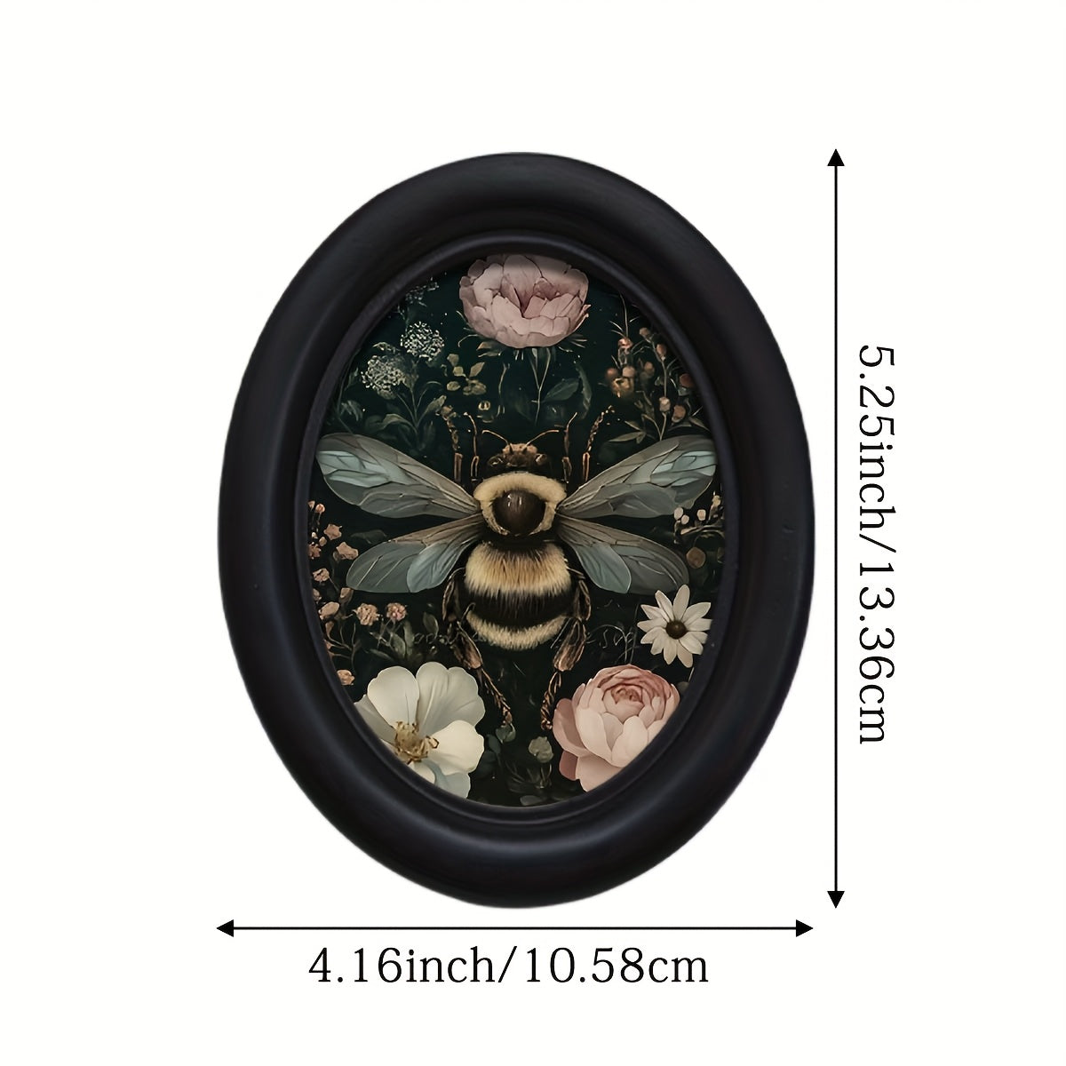 TEMU 1pc Zclwz Oval Wooden Photo Frame - Gothic .16x5.25 Inch Framed Wall Art, Artificial Wood Desktop Or Wall-mounted Decor For Home, Office,