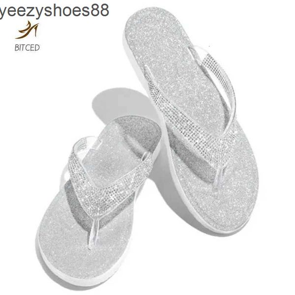 Slippers Women Flip Flop Slippers Slides Bling Rhinestone Ladies Shoes Casual Summer Flat Female Crystal Glitter Woman Plus Size 2022