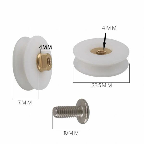 4 - 8 Pcs Replacement Shower Door Rollers - Runners - Wheels Grooved 22mm Diameter Arc Bath Door Groove Roller Accessories