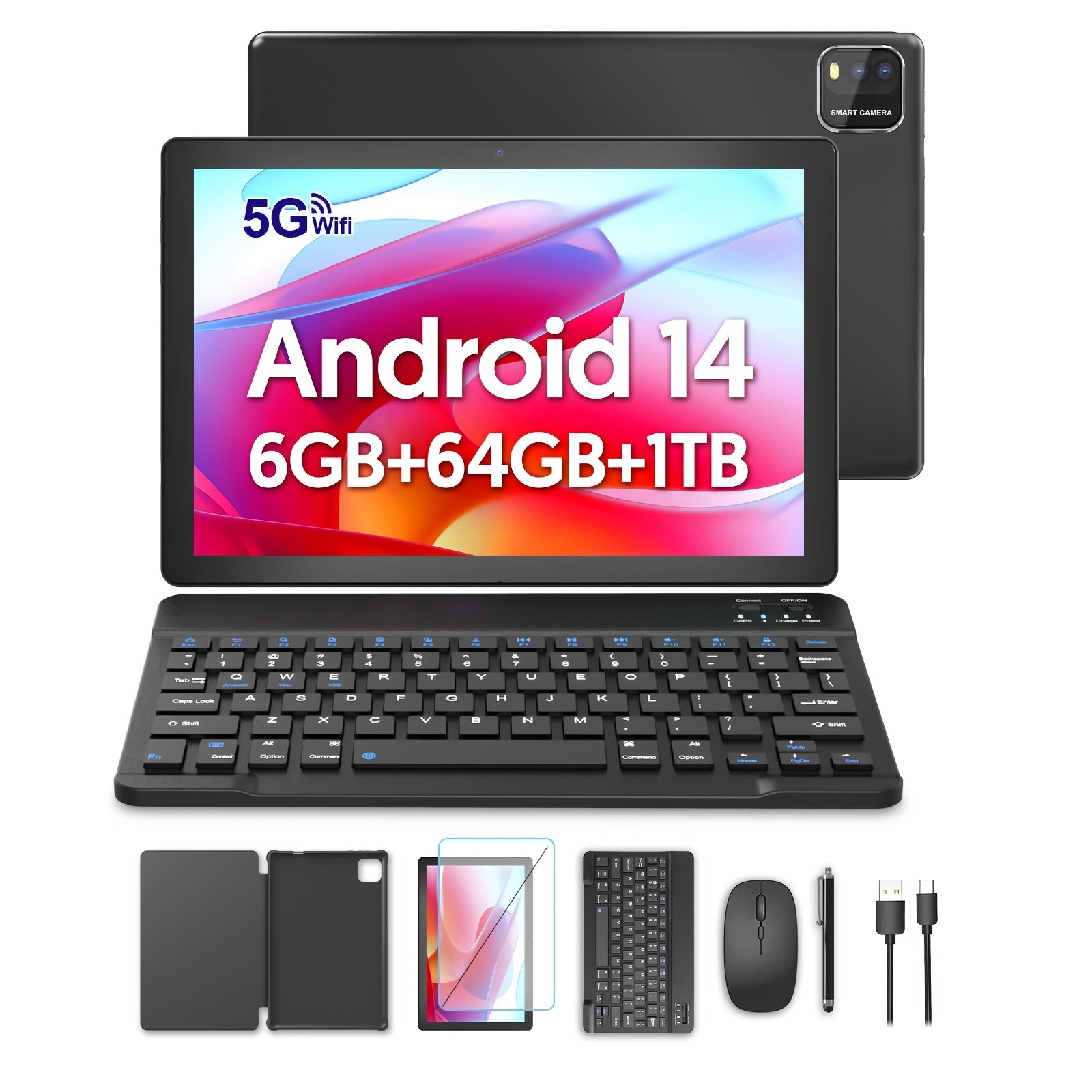 TEMU 10.1-inch, 14 System, 6gb Of (3+3), 64gb Of Storage And Support For 1tb Tf Card Expansion -one Tablet, With Such As Stylus, Wireless Keyboard,
