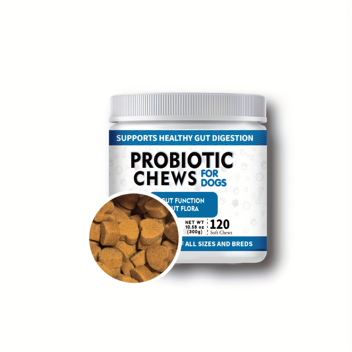 TEMU Probiotic & Digestive Enzyme Chews For Dogs - Beige Coat Support + , Soft Chew Supplement