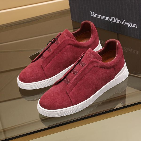 2024 TOP Zegna Designer Shoes Men Ermenegildos Dress Shoes Lace-up Business Casual Social Party Quality Leather Chunky Sneakers Formal Train