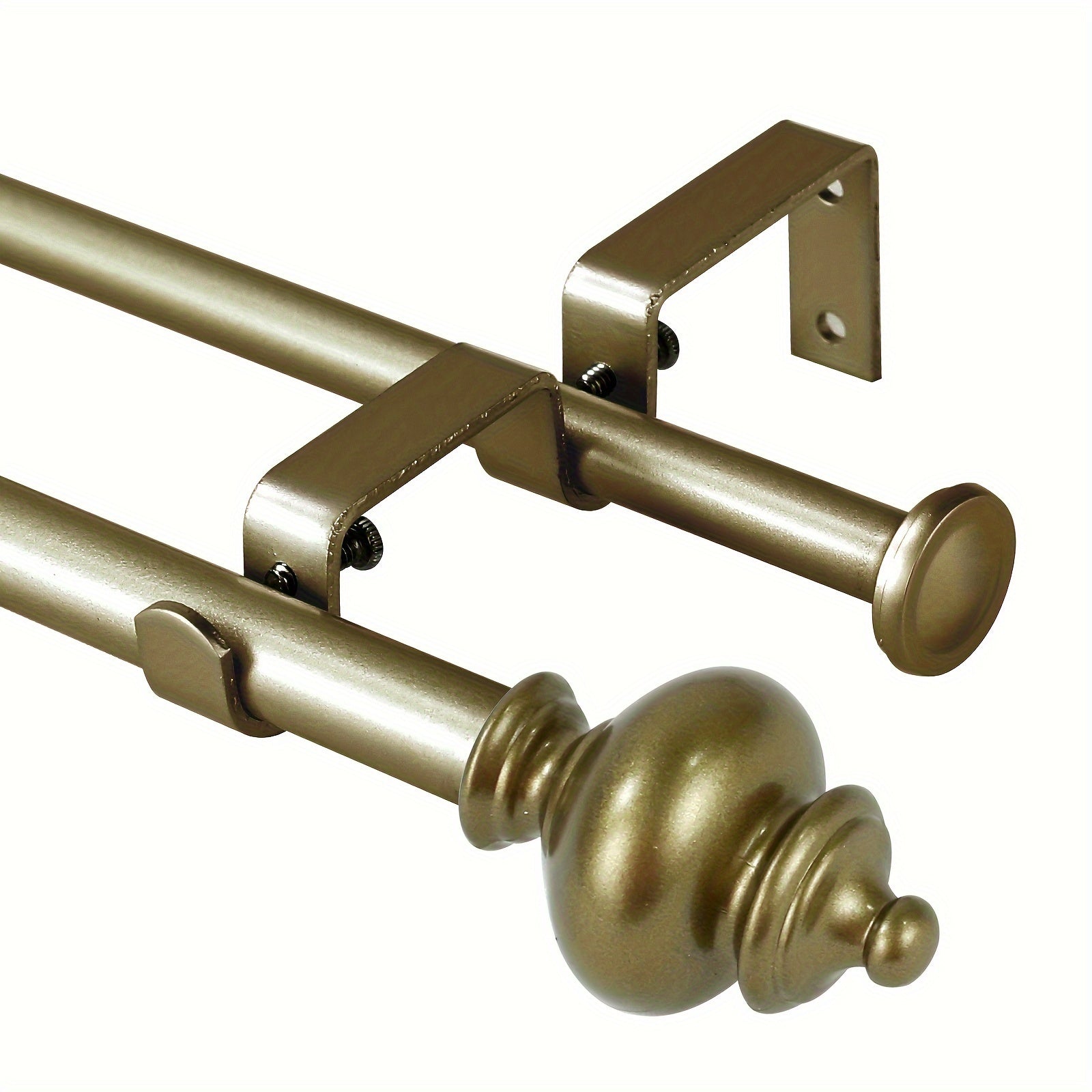 TEMU Double Curtain Rods, Double Curtain Rods For 28"-48"-48"-84"-84"-120 Window Telescoping Double Decorative Drapery Rods With Round Urn Finials,