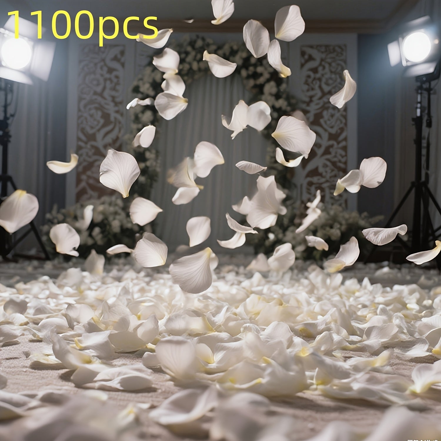 TEMU 1100pcs Cream White Silk Rose Petals, Luxurious Glitter Decorations With Soft Texture – Ideal For Weddings - Proposals - Bridal Showers And