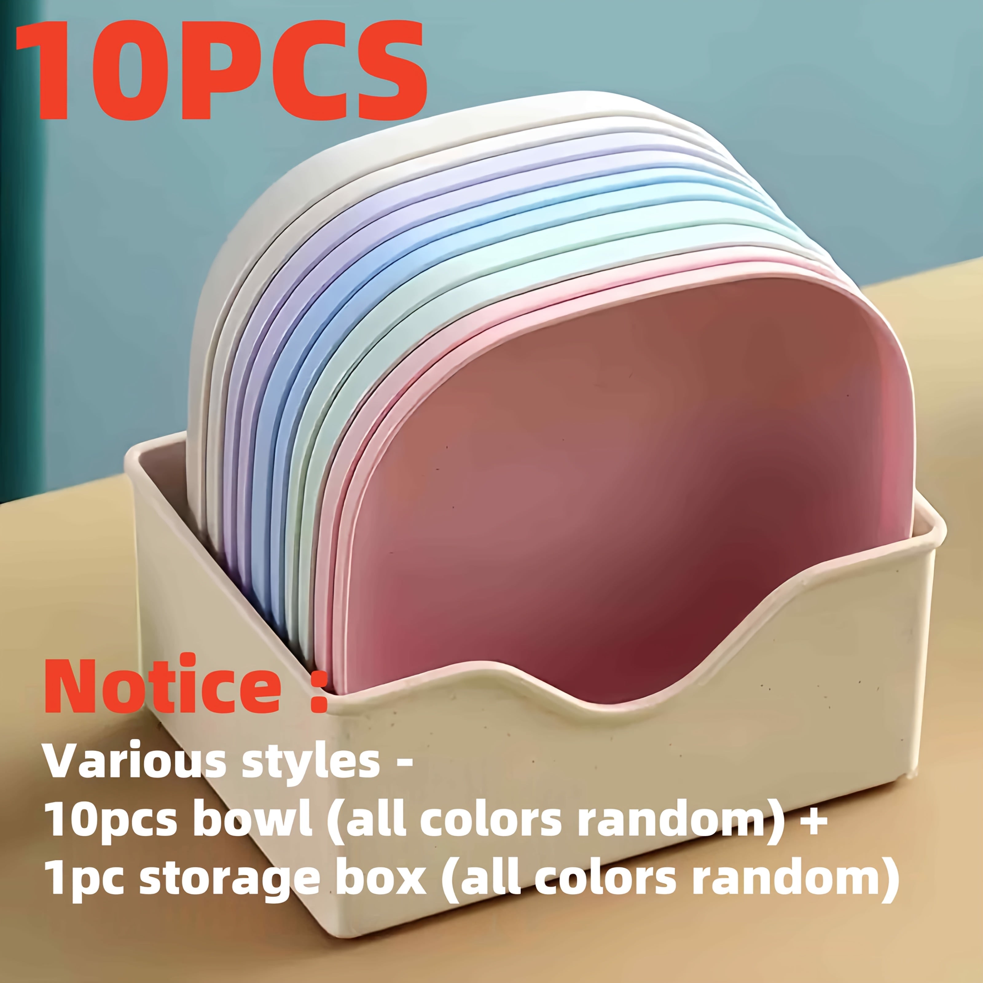 TEMU 10pcs Non-slip Plastic Cat Bowls For Kittens, Short-legged Cats & - Shallow Mouth Food & Water Bowls In Assorted Colors (blue Striped, Pink,