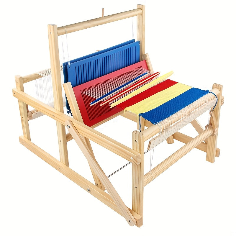 TEMU Wooden Weaving Loom, Wooden Spinning Loom, Diy Handcrafted Knitting Weaving Machine For Adult, Educational Intellectual Craft, Ideal For Diy