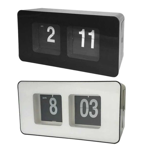 Auto Flip Clock Vintage Alarm Table Desk Tube Smart Light Clock Y250114