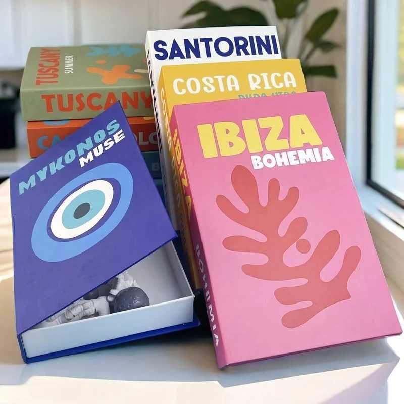 Open Travel Luxury Decorative Books Fake Book Storage Box Home Decor Coffee Table Shlef Bedroom LivRoom Interior Decoration J250919