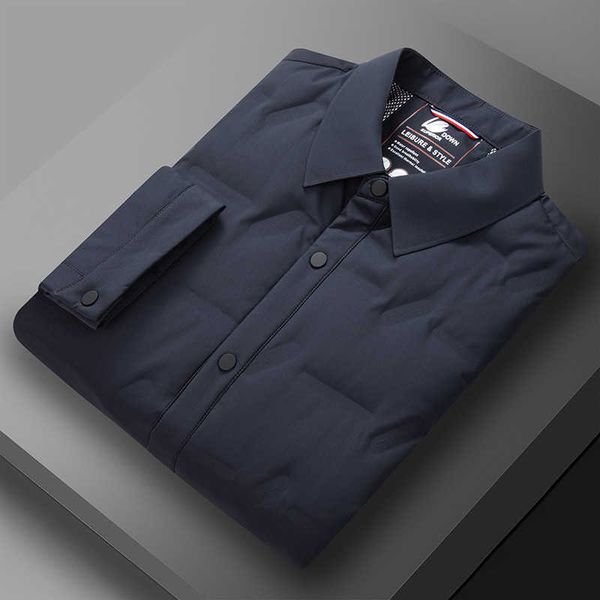 Xp2024 Business and Leisure Mens Down Jacket Flip Collar Lightweight Middle aged Mens Down Jacket Winter X240927