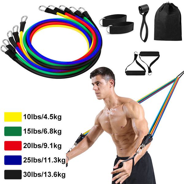 Resistance Bands 11PcsSet Latex Pull Rope Resistance Bands Indoor Portable Fitness Equipment Ankle Strap Exercise Training Expander Elastic