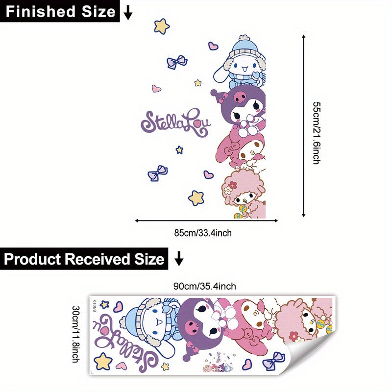 TEMU For Kuromi Door Sticker - Design Hearts, Reusable Vinyl Decal For Decor, Glass & Wall , Cute