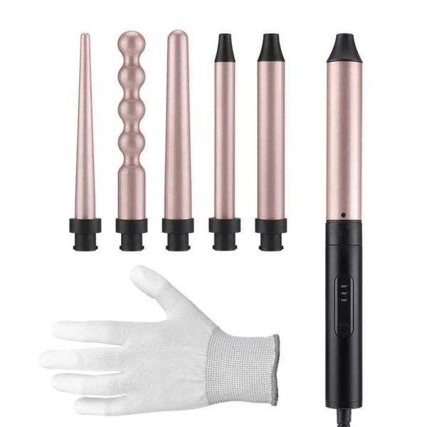Hair Curlers Straighteners 6-in-1 curly iron with ceramic coating professional curling rod fast heating long-lasting large wave hair styling