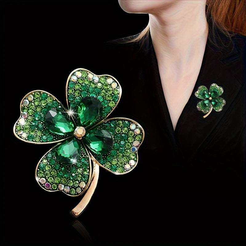 TEMU 1pc Shiny Clover Alloy Brooch Pin Elegant Luxury Jacket Cardigan Corsage Pin