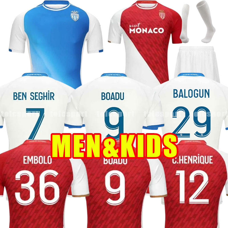 2023 2024 maillots AS Monacos Soccer Jerseys BEN YEDDER JOVETIC GOLOVIN 23 24 GEUBBELS Men maillot de foot Flocage JORGE Football Shirt home away th