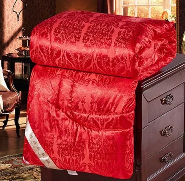 Natural Silk Blanket Summer Jacquard Duvets Thickening Winter Comforters Cotton Cover King Queen Twin Full Size QuiltXJ241024