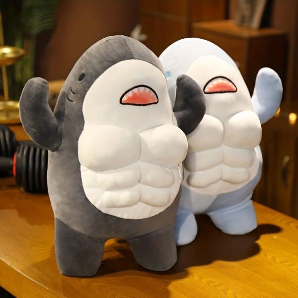 45cm Muscle Shark Plush Toys Stuffed Ocean Whale Fish Stuffed Animals Soft Plushie Dolls Kids Birthday Gifts Valentine&#039;s Day