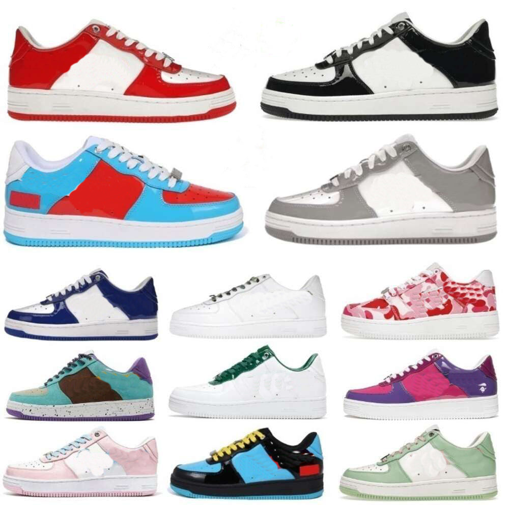 Designer Sta Basketball shoes Low Men Women Patent Leather Black White Abc Camo Camouflage Skateboarding Sports Bapely Sneakers Trainers Outdoor