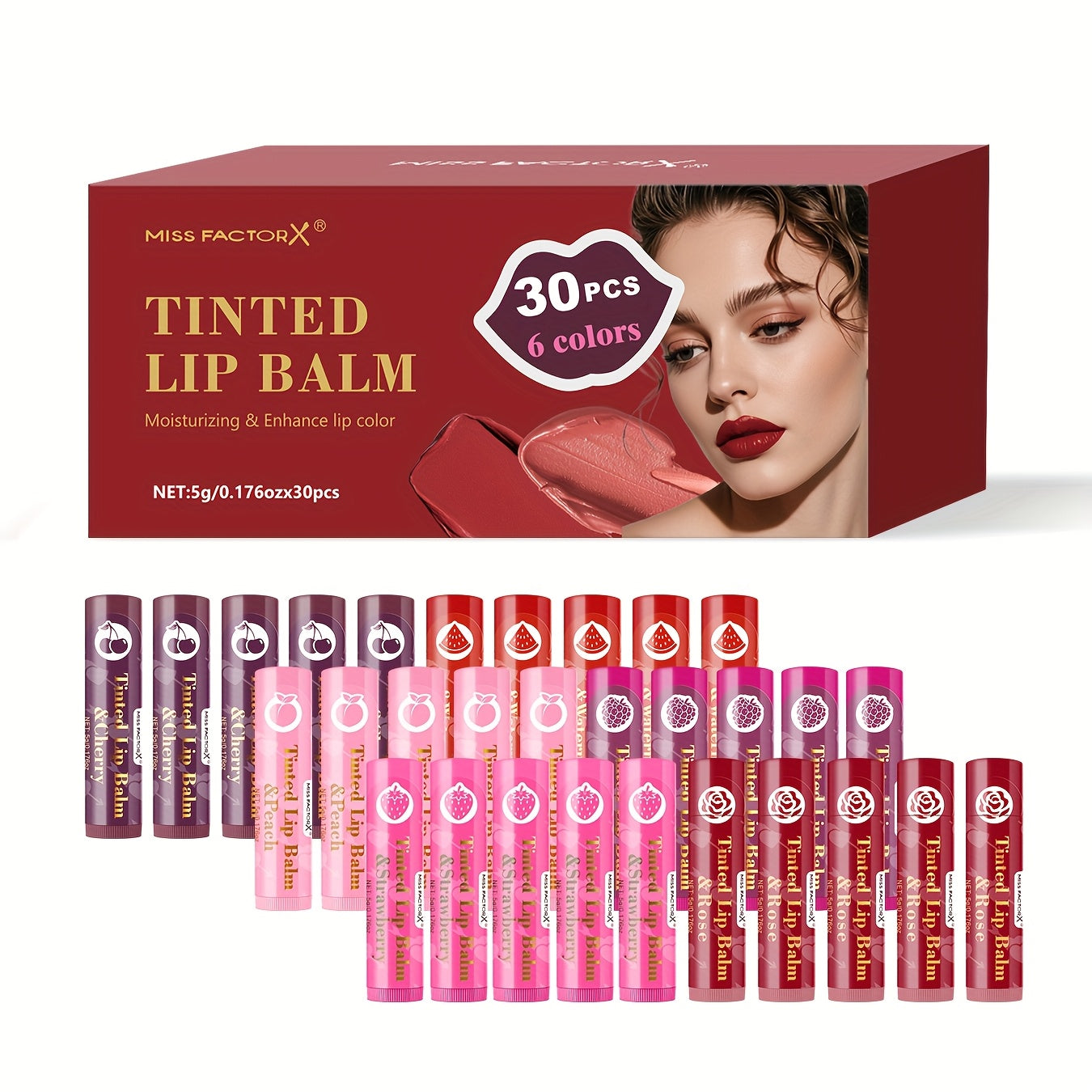 TEMU 30pcs Lip Balm Gift Set, Moisturizing Gloss, Hydrating Balm, Translucent Tint, Shiny And Luminous Finish, Women's Makeup, High-end Gift Set