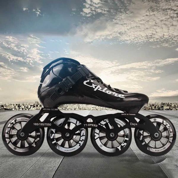 Inline Roller Skates Speed Skates Professional Racing Childrens 3-wheeled Skates Straight Row Large 4 Wheels Inline Roller Skating Shoes z24