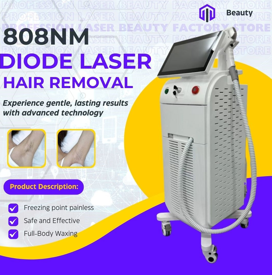 Professional Diode Laser Hair Removal Device Triple Wavelength 755 808 1064 For Beauty Salon And Spa Painless Permanent Hair Reduction All Skin Colo
