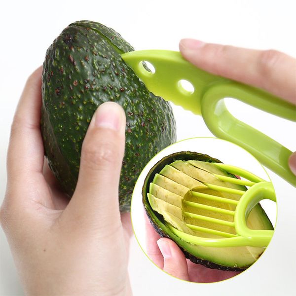 3 In 1 Avocado Slicer Shea Corer Butter Fruit Peeler Cutter Pulp Separator Plastic Knife Kitchen Vegetable Tools Kitchen Gadgets